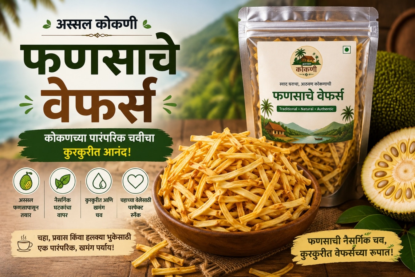 कोकणच्या पारंपरिक चवीतील कुरकुरीत फणसाचे वेफर्स