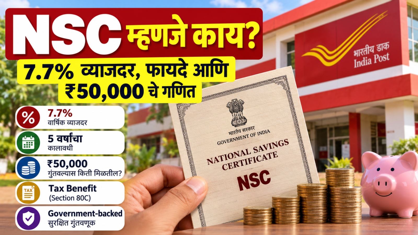 NSC National Savings Certificate – Post Office मधील सुरक्षित गुंतवणूक योजना